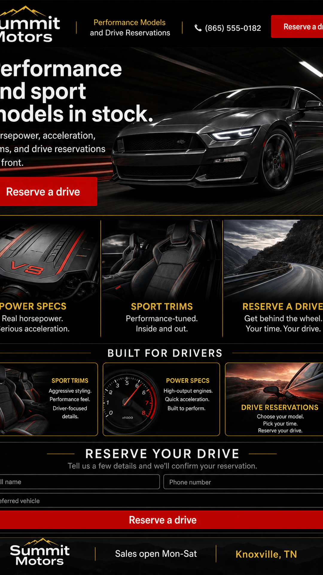 Performance buyers landing page