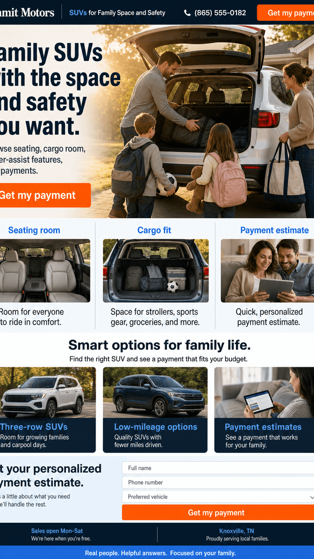 Family SUV shoppers landing page