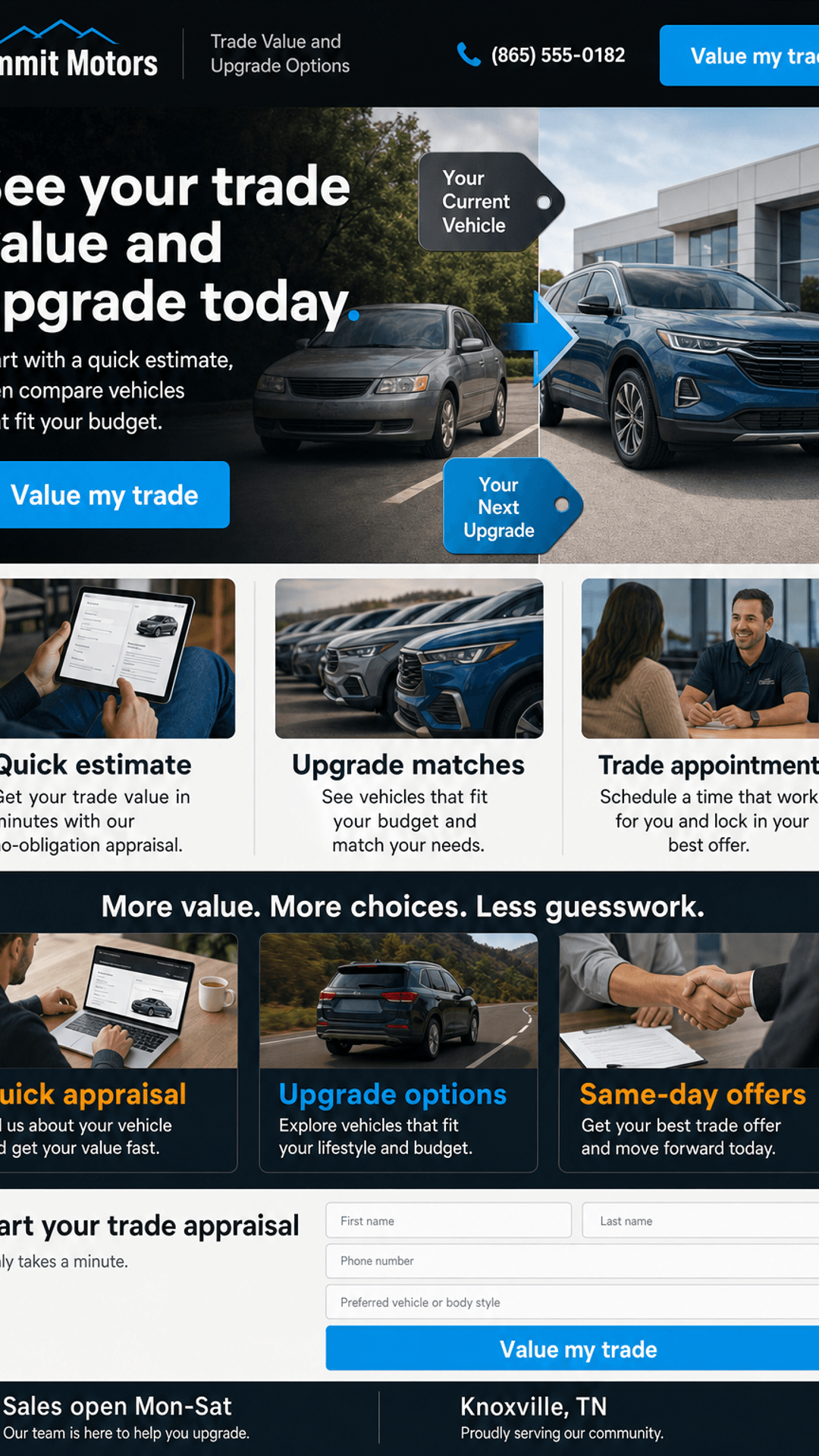 Trade-in upgrades landing page
