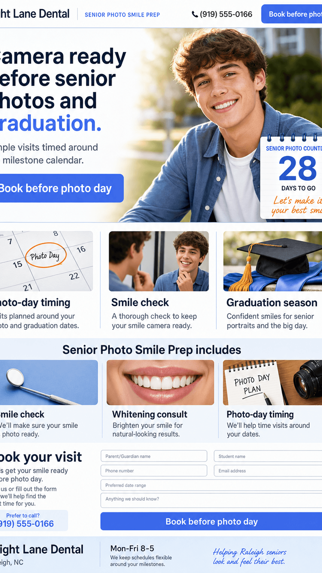 Senior photos landing page