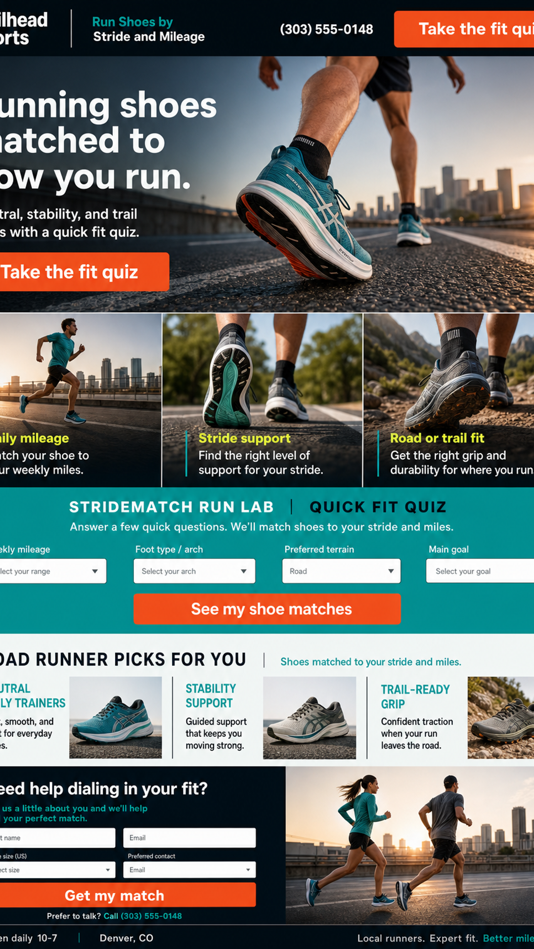 Runners landing page